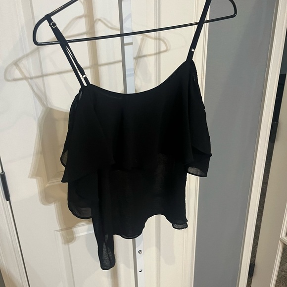 Misa Los Angeles Revolve Marina Cold Shoulder Black Ink Shirt XS - Picture 2 of 6